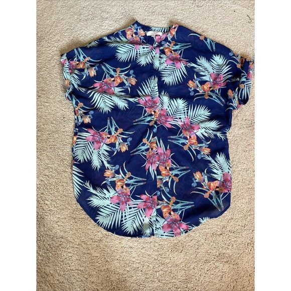 Pia Rossini Women's Floral Tunic Cover Up Size S/M Short Dolman Sleeve Chiffon - Picture 7 of 11